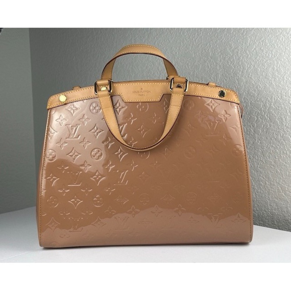 Louis Vuitton Brea MM Rose Velours Monogram Vernis Patent Leather Bag